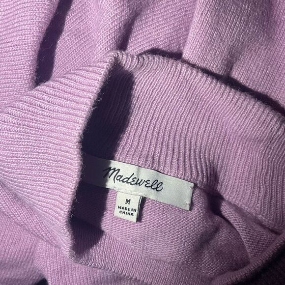 Madewell Pullover Ashbury Mock Neck Vibrant Lilac Merino/ Alpaca Medium Sweater - Picture 3 of 10